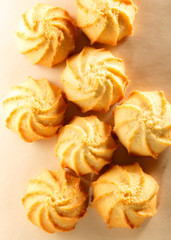 Fresh cookies on the paper background