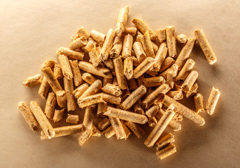 Wooden pellets on paper
