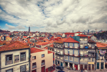 Naklejka na ściany i meble view of old historic part of Porto