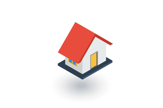 House isometric flat icon. 3d vector colorful illustration. Pictogram isolated on white background