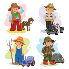 Obraz premium Set icons of small children different professions