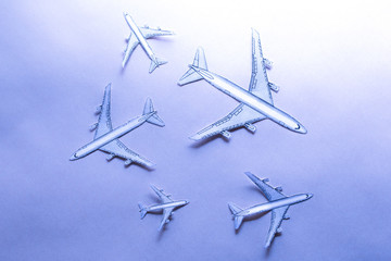 Fototapeta na wymiar Set of small paper airplanes