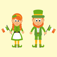 patrick's man and woman with flag