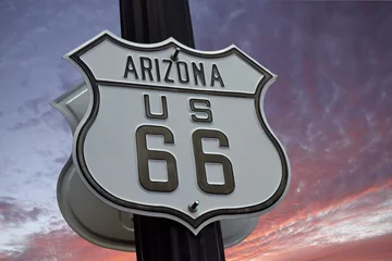 Rugzak Route 66-bord, Arizona © Tony Craddock