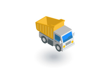 dump truck isometric flat icon. 3d vector colorful illustration. Pictogram isolated on white background