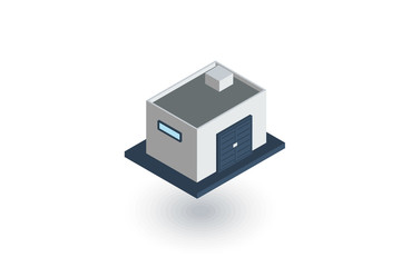 Garage isometric flat icon. 3d vector colorful illustration. Pictogram isolated on white background