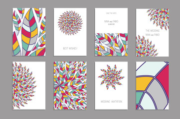 Templates for greeting and business cards, brochures, covers with floral motifs. Oriental pattern. Mandala. Wedding invitation, save the date, RSVP. Arabic, Islamic, asian, indian, african motifs.