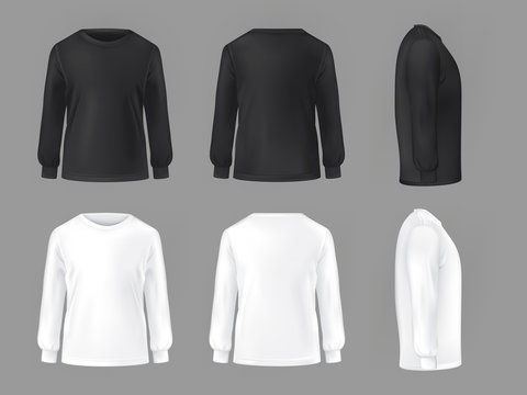  set template of male T-shirts with long sleeve