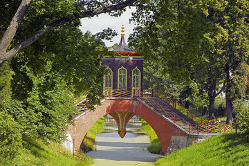 Bridge, Chinese village  in the Park of Catherine's Palace, the State Hermitage Museum (Winter Palace), Tsarskoye Selo (Pushkin), south of St. Petersburg, Russian Federation