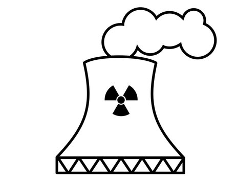 recommend clip art: 原子力発電所(線画、煙、マーク黒)