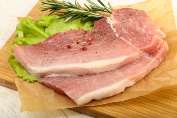 Raw pork steak