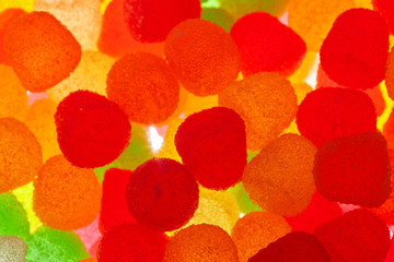 Sweet chewy gummy candy close up 