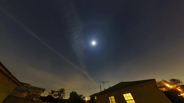 4K pan timelapse video of special Moon Halo