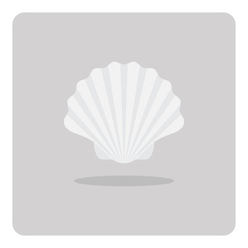 Vector Of Flat Icon, Scallop Shell On Isolated Background