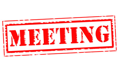 MEETING Red Stamp Text on white backgroud