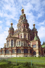 Fototapeta na wymiar Peter and Paul Cathedral in Petrodvorets Peterhof near St Petersburg Russian Federation
