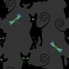  seamless pattern with white cats