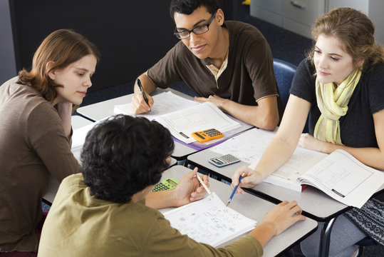Students studying together