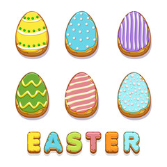 Colored biskvit cookies eggs, food Happy easter