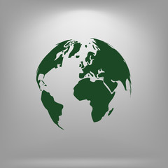 Flat paper cut style icon of globe