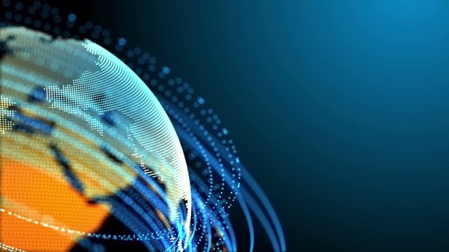 Globe vector mesh, connection network technology design. 4K animation seamless loop.