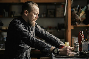 The artist in his studio
