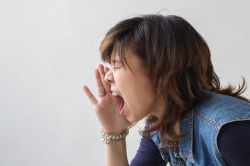 Fototapeta premium Angry girl screams