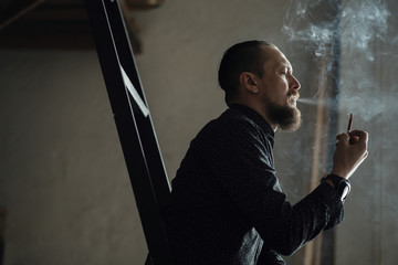 The artist in his studio