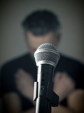 Studio microphone close up shot