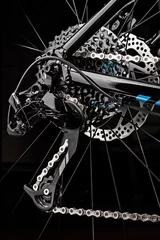 Poster Vélo mountain bicycle gears system on dark background