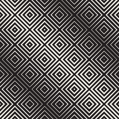Trendy Monochrome Line Lattice. Vector Seamless Black and White Pattern.