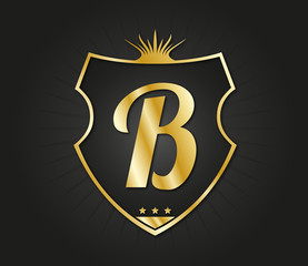 B Letter gold shield