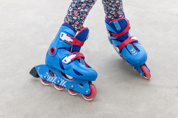 Close-up of child skating
