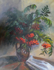 Picture "Mountain Ash Bouquet". Canvas, oil