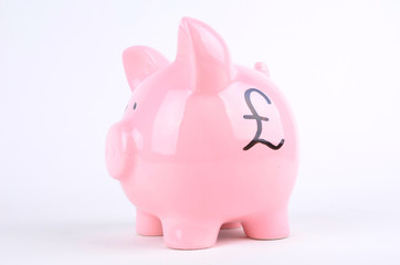 Saving British Pounds in a Piggybank