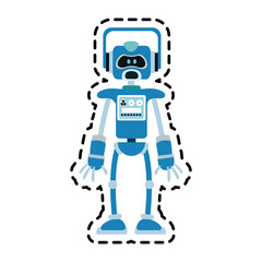 blue robot technology icon image vector illustration design 