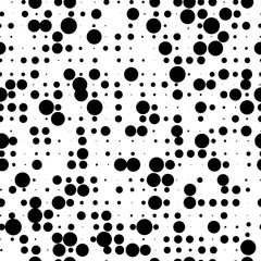 Seamless geometric black and white ornament generated by random circles - 139701393