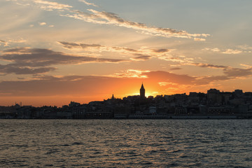 Naklejka premium istanbul sunset silhouette