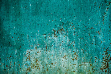 Green wall texture background with rust