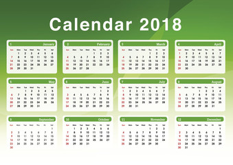 Calendar 2018. Set of simple planning calendar for year 2018. Illustration template.