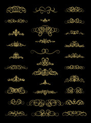 Gold Wicker lines and old decor elements in vector.