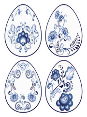 Blue Floral Easter Eggs