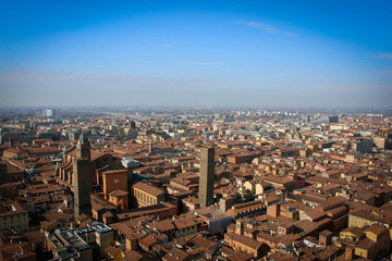 Panoramic view of historic center of Bologna, Italy