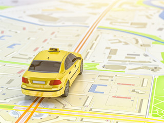 Ordering taxi online internet service, transportation and travel concept, yellow taxi car on city...