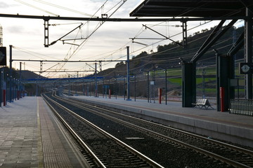 Fototapeta na wymiar Anden de una estación de trenes.
