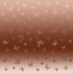Romantic pattern with bright flying graceful butterflies on a brown background	