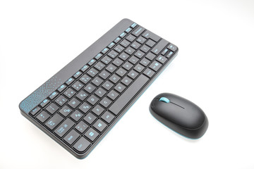 Keyboard and mouse on white background