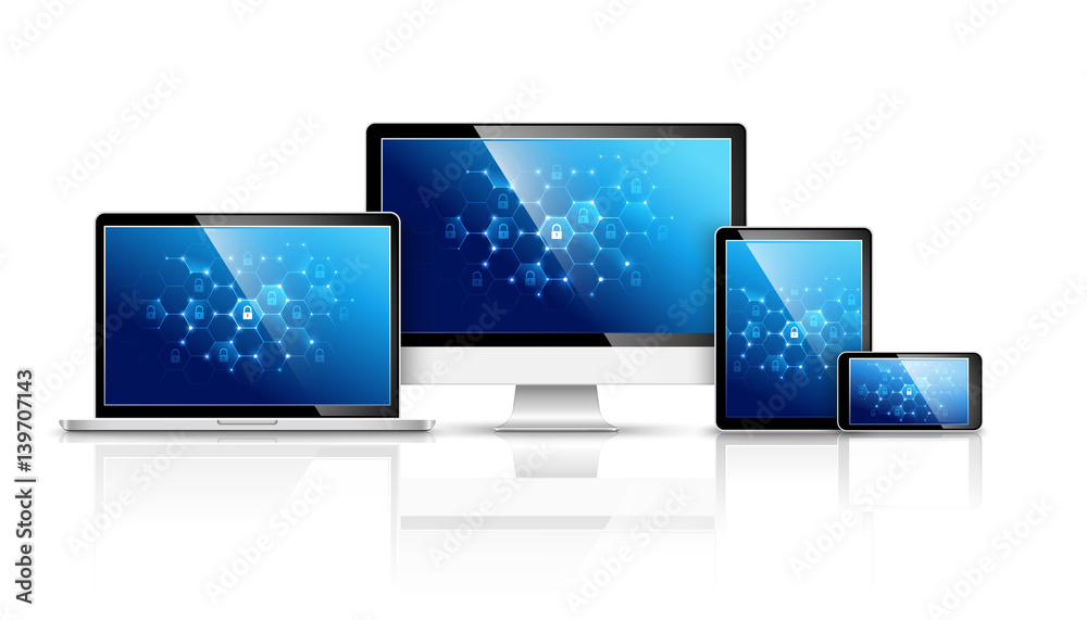 Sticker device internet security. vector