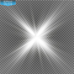 Glow light effect. Star burst with sparkles. Vector illustration. Sun
