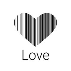 Black Heart bar code, icons and element for valentines